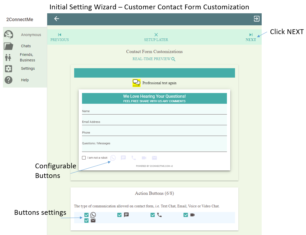 Initial Settings Wizard – 2ConnectMe